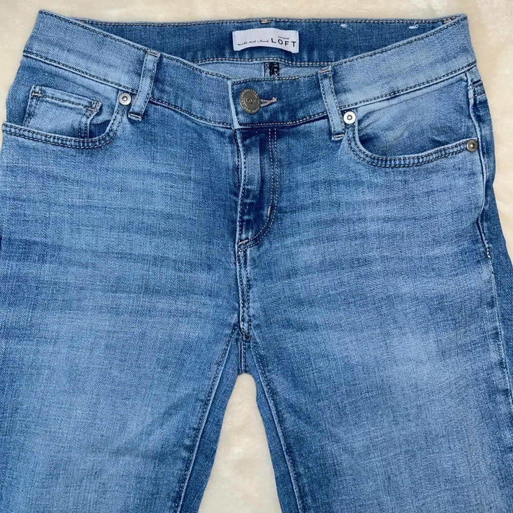 Loft womens Modern Straight folded hem, raw edge jeans‎ size 00 / 24 - Picture 6 of 7